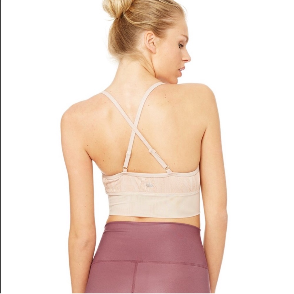 ALO Yoga Blush Pink Lace-Detail Bralette - Picture 3 of 6